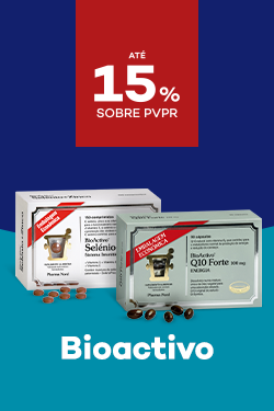 Suplementos da marca Bioactivo com destaque promocional de at&eacute; 15% sobre pre&ccedil;o de Venda ao P&uacute;blico Recomendado